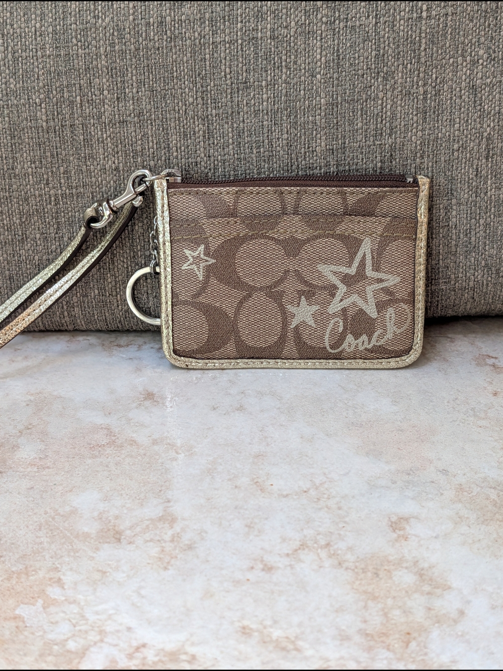 Coach Heritage Signature Star Zip Wristlet Card Case